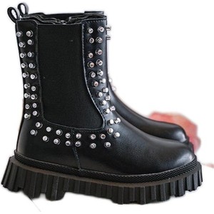Czarne buty dziecięce zimowe ButyModne dla dziewczynek na zamek