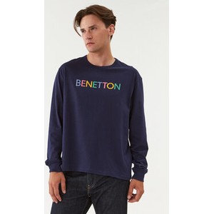 Granatowa koszulka z długim rękawem United Colors Of Benetton w młodzieżowym stylu z długim rękawem