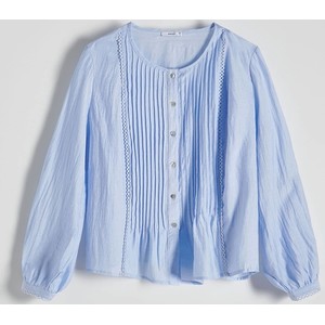 Niebieska bluzka Reserved z tkaniny z długim rękawem