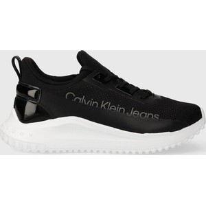 Czarne buty sportowe Calvin Klein w sportowym stylu z płaską podeszwą sznurowane