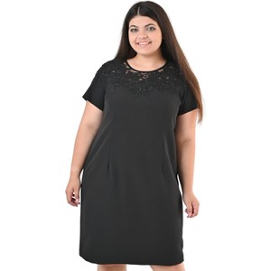 Czarna sukienka Fokus mini z tkaniny z krótkim rękawem