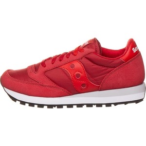 Czerwone buty sportowe Saucony w sportowym stylu sznurowane z tkaniny