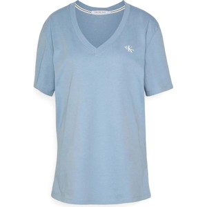 Niebieski t-shirt Calvin Klein Underwear z dekoltem w kształcie litery v z krótkim rękawem w stylu casual