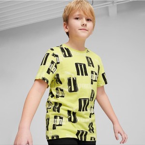 Żółta koszulka dziecięca Puma z bawełny dla chłopców