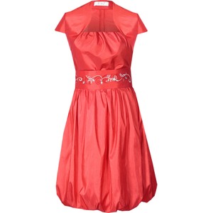 Czerwona sukienka Fokus bombka midi z krótkim rękawem