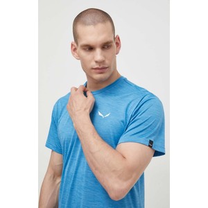 Niebieski t-shirt Salewa w sportowym stylu z krótkim rękawem