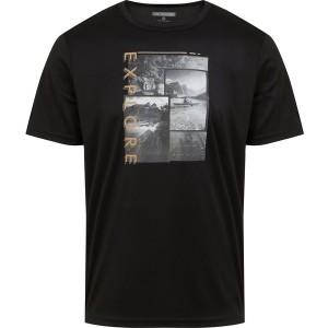 Czarny t-shirt Regatta z tkaniny z krótkim rękawem z nadrukiem