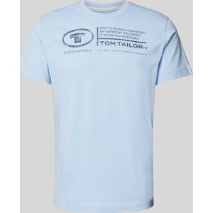 Niebieski t-shirt Tom Tailor z krótkim rękawem z nadrukiem