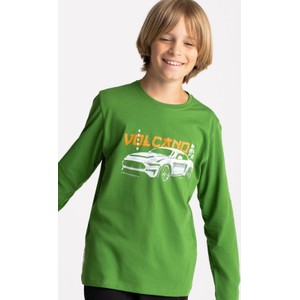 Zielona koszulka dziecięca Volcano z długim rękawem z bawełny