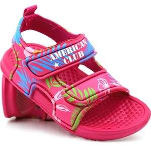 Różowe buty dziecięce letnie American Club dla dziewczynek na rzepy