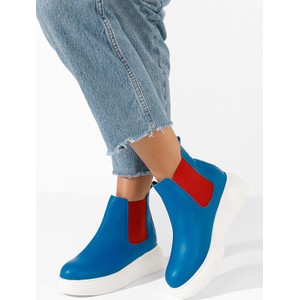 Niebieskie botki Zapatos z płaską podeszwą w stylu casual