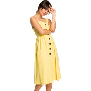Żółta sukienka Be na ramiączkach