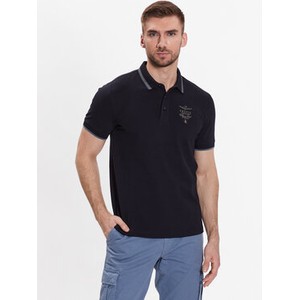Czarna koszulka polo Aeronautica Militare z krótkim rękawem w stylu casual