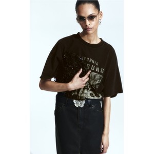 Czarna bluzka H & M z okrągłym dekoltem