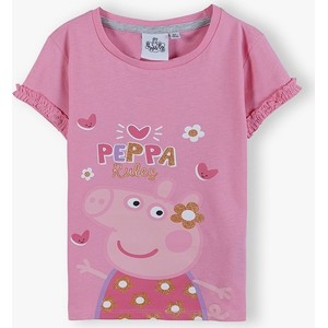 Różowa bluzka dziecięca Peppa z krótkim rękawem z bawełny