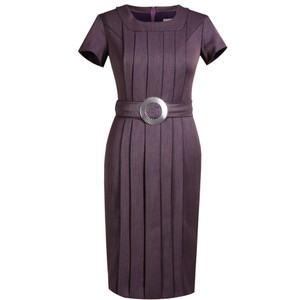 Fioletowa sukienka Fokus ołówkowa midi z krótkim rękawem