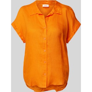 Pomarańczowa koszula S.Oliver z lnu w stylu casual