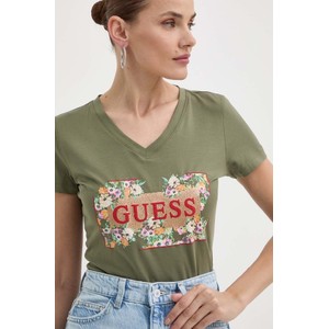 T-shirt Guess z krótkim rękawem z dekoltem w kształcie litery v w młodzieżowym stylu