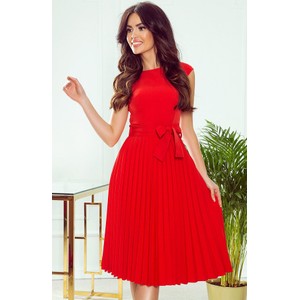 Czerwona sukienka NUMOCO z krótkim rękawem z okrągłym dekoltem