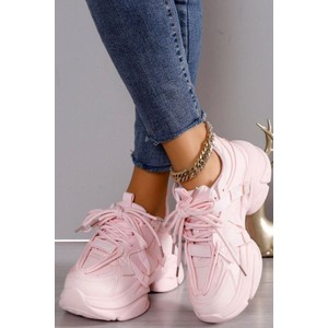 Różowe buty sportowe IVET z płaską podeszwą sznurowane