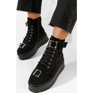 Czarne botki Zapatos sznurowane w stylu casual