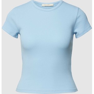 Niebieska bluzka Review z okrągłym dekoltem z bawełny w stylu casual