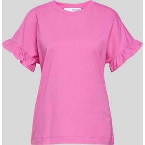 Różowa bluzka Selected Femme z okrągłym dekoltem w stylu casual