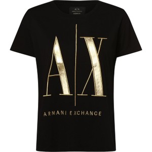Czarny t-shirt Armani Exchange z okrągłym dekoltem w młodzieżowym stylu