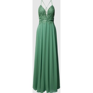 Zielona sukienka V.m. z szyfonu na ramiączkach z dekoltem w kształcie litery v
