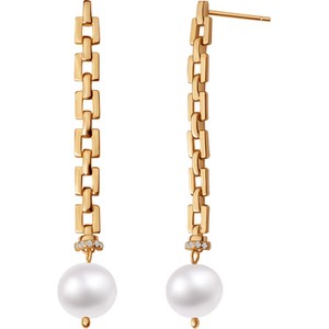 Pearls - Biżuteria Yes Kolczyki srebrne pozłacane z perłami i cyrkoniami - Pearls
