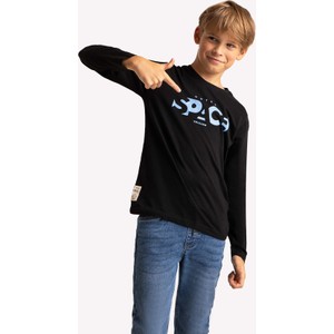 Czarna koszulka dziecięca Volcano dla chłopców z długim rękawem