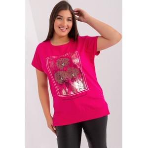 Różowa bluzka Relevance z nadrukiem z krótkim rękawem z okrągłym dekoltem
