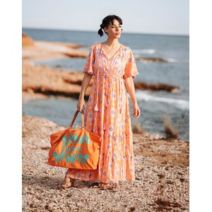 Pomarańczowa sukienka Isla Bonita By Sigris w stylu boho z bawełny