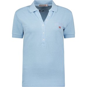 Niebieski t-shirt Geographical Norway w stylu casual z bawełny z krótkim rękawem