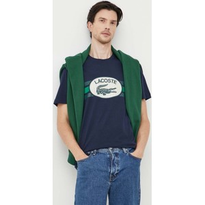T-shirt Lacoste z nadrukiem z krótkim rękawem w młodzieżowym stylu