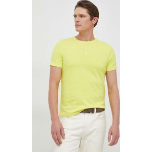 Żółty t-shirt POLO RALPH LAUREN z bawełny z krótkim rękawem w stylu casual