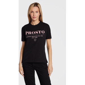 Czarny t-shirt Prosto. z okrągłym dekoltem