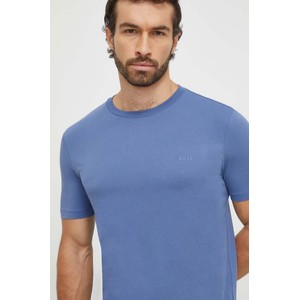 Niebieski t-shirt Hugo Boss z krótkim rękawem w stylu casual z bawełny