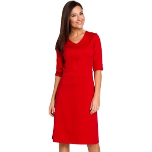 Czerwona sukienka Style z dekoltem w kształcie litery v midi