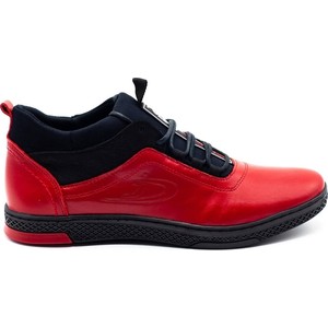 Czerwone buty zimowe Polbut sznurowane w sportowym stylu