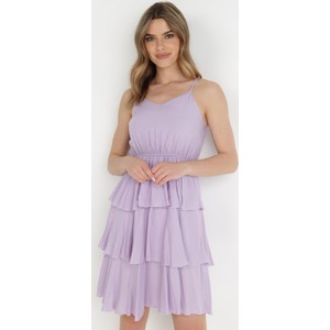 Fioletowa sukienka born2be w stylu klasycznym z tkaniny mini