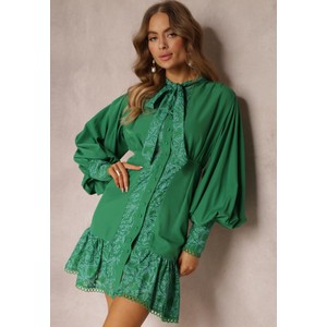 Zielona sukienka Renee z długim rękawem mini oversize