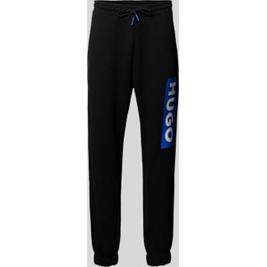 Czarne spodnie Hugo Blue w sportowym stylu z nadrukiem z bawełny