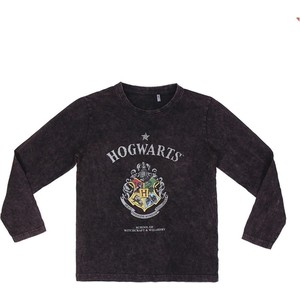 Czarna koszulka dziecięca Harry Potter dla chłopców z długim rękawem