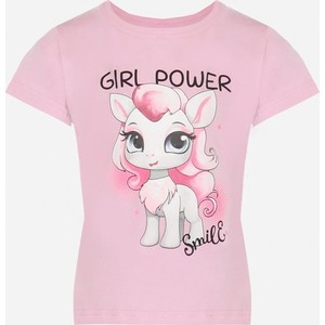 Różowa bluzka dziecięca born2be z krótkim rękawem dla dziewczynek