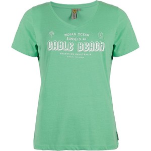 Zielony t-shirt Roadsign w młodzieżowym stylu z bawełny z okrągłym dekoltem
