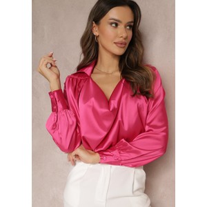 Różowa bluzka Renee z dekoltem w kształcie litery v w stylu casual