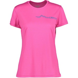 Różowy t-shirt CMP z krótkim rękawem z okrągłym dekoltem w sportowym stylu