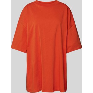 Pomarańczowa bluzka Karo Kauer w stylu casual z dekoltem w karo z bawełny