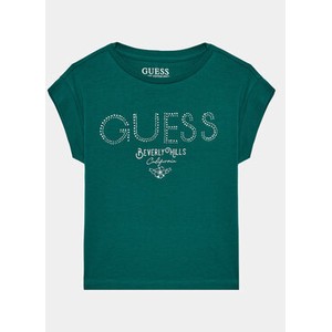 Zielona bluzka dziecięca Guess z krótkim rękawem